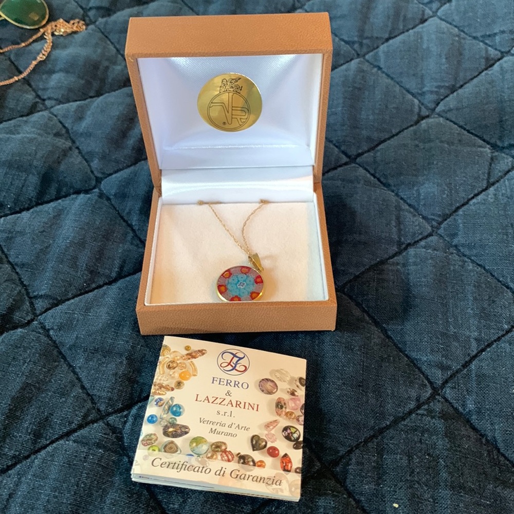 NWT Venetian glass charm on chain